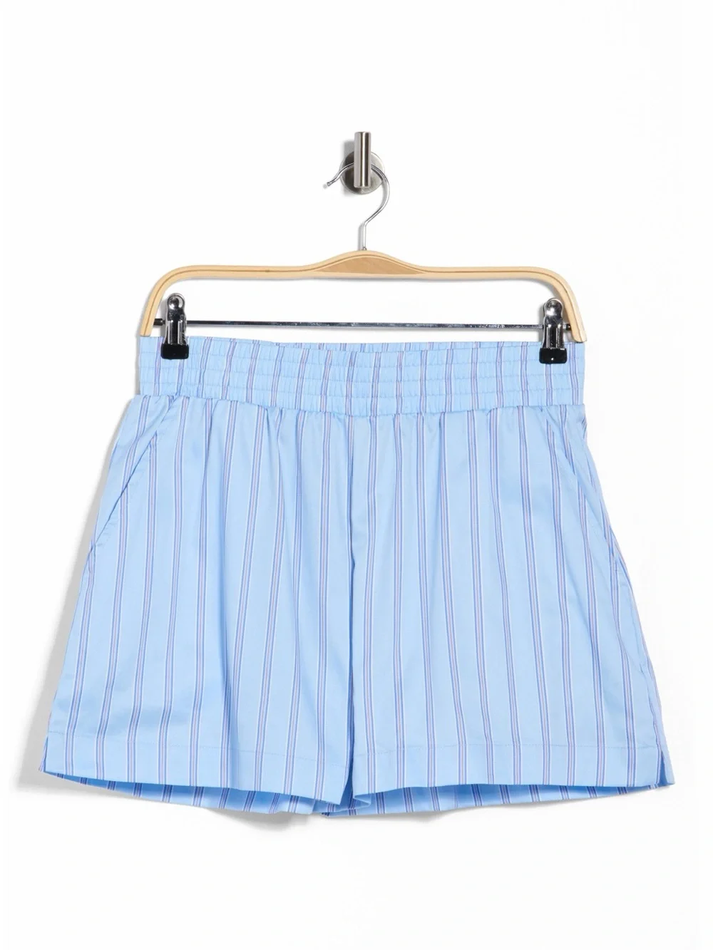 French Connection 100% Cotton Boxer Shorts Light Blue & White Striped XS